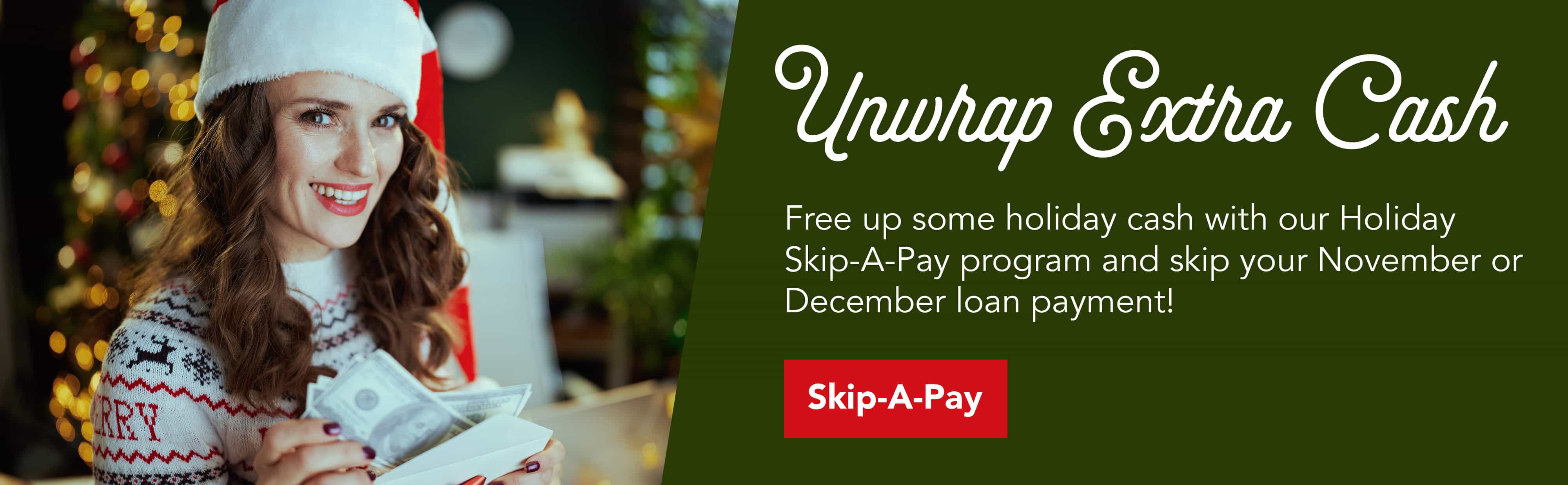 Woman with holiday cash.